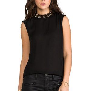 BLAQUE LABEL | Studded Mock Neck Top, Black (Size S)